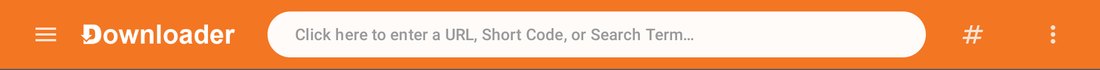 The Downloader app's top bar, with the box labelled Click here to enter a URL, Short Code, or Search Term