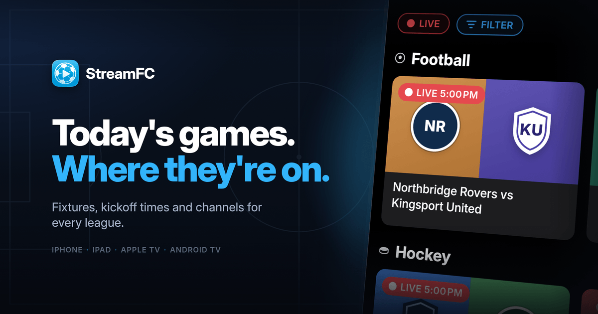 Stream Foot Football on TV — competitions and channels | StreamFC